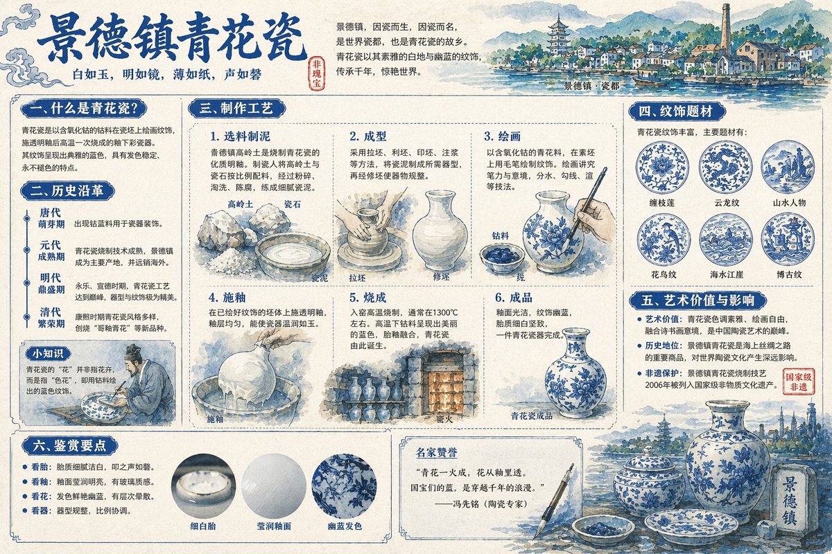 Jingdezhen Blue-and-White Porcelain Diagram